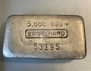 Engelhard 5 Oz Silver Bar - Rare Pour