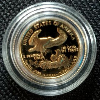 1988 GOLD US AMERICAN EAGLE $5 DOLLAR 1/10 OZ COIN IN CAPSULE 2