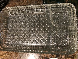 Vintage Rectangle 3 - Part Divided Relish Serving Dish/tray Pressed Glass