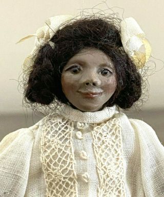 Rare Ooak African American Miniature Girl Doll By Sylvia Lyons,  1970 