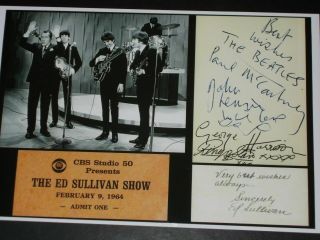 The Beatles On Ed Sullivan Show,  Signed Autograph Photo,  8x12,