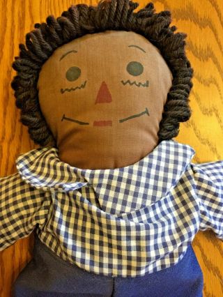 Vintage 19 " Handmade Raggedy Andy Doll - Black Americana - Old