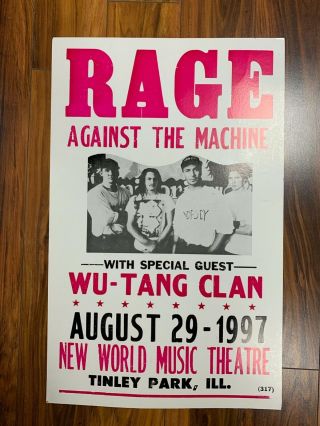 Rage Against The Machine Wu - Tang Clan 1997 Cardstock Concert Poster 12x18 Ratm