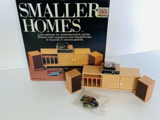 Vintage 1980 Tomy Smaller Homes Living Room Entertainment Center,  Records,  Stereo