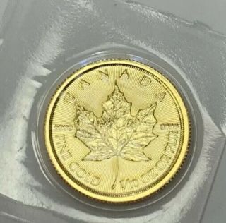 2020 Canada Gold Maple Leaf 1/10 Oz.  9999 Bu
