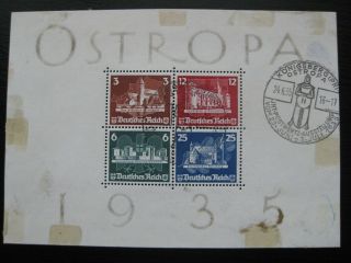 Third Reich Mi.  Block 3 Rare Ostropa Stamp Sheet Cv $1,  080.  00