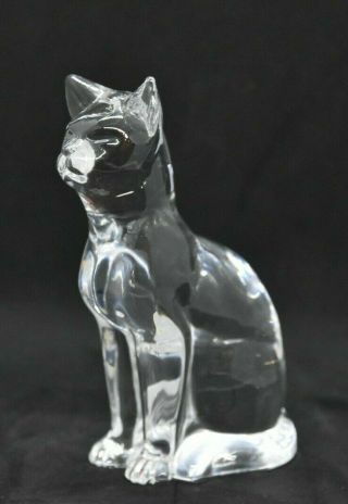 Hadeland Of Norway Crystal Cat Figurine Paperweight - Signed - Vintage