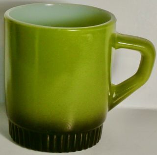 Vintage Anchor Hocking Fire King Green & Black Stackable Coffee Mug Made In Usa