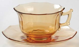 Cambridge Decagon - Amber Cup & Saucer 47296