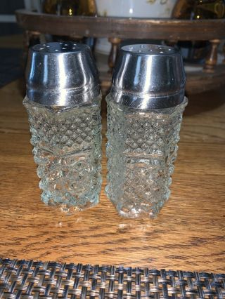 Vintage Anchor Hocking Wexford Clear Glass Salt & Pepper Shaker Set Usa