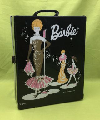 Mattel Barbie 1962 Vintage Ponytail Black Patent Doll Clothes Carry Case
