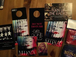 2012 Madonna Promo Mdna Kit Sticker,  Postcard,  Wristbands,  Magnet,  Door Hanger