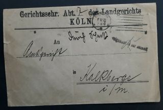 Rare 1923 Germany Regional Court Of Koln Official Postage Paid Cover