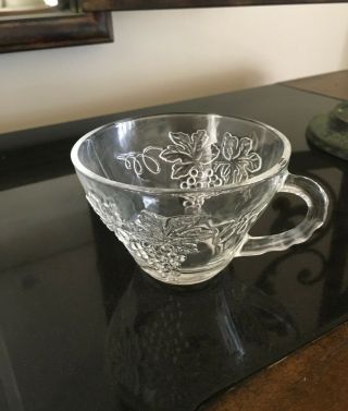Anchor Hocking Clear Glass Grape Cluster W/ Leaves Punch Cup