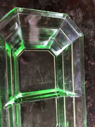 Vintage Uranium Vaseline Glass Green Glow 8 1/4 