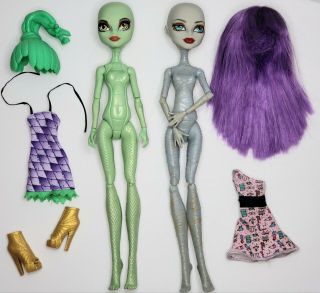 Create A Monster Cam Monster High Mummy & Gorgon Girl Dolls Complete Shoes Wigs
