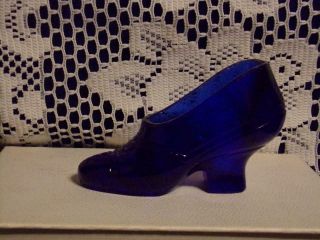 Vintage 4 1/2 " Cobalt Blue Art Glass Shoe/ Slipper