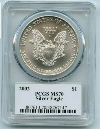 2002 $1 American Silver Eagle Dollar PCGS MS70 Thomas Cleveland Arrows 2