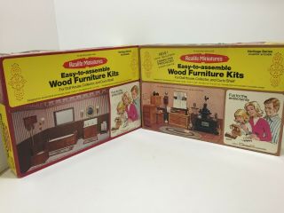 Two 1977 Real Life Miniatures Heritage Series Bathroom And Kitchen Kits 194 197