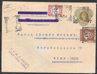 Netherlands Indies Covers 1910 20c Imp Cover With 35c Due From Solo To Vienna