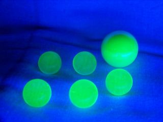 6 Ultraviolet Uv Vaseline Uranium Glass 5 - 9/16 & 1 Shooter Marbles ( (id187677