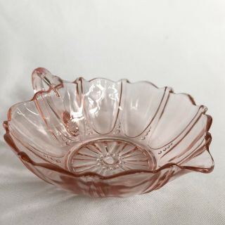 Pink Depression Glass Oyster And Pearl Heart Shaped Handled Dish Anchor Hocking