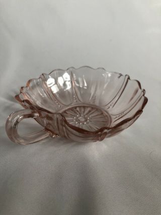 Pink Depression Glass Oyster And Pearl Heart Shaped Handled Dish Anchor Hocking 3