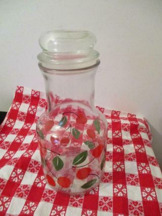 Vintage Juice Decanter Pitcher W/red Cherries