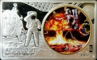 2019 American Eagle 50th Anniversary Apollo 11 Colorized 3oz Silver Coin Bar Set