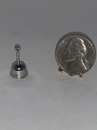 Vintage Miniature Dollhouse Sterling Silver Turned Handle Bell Marked Jmf