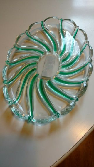 Mikasa Oval Peppermint Green Sweet Dish 9 1/2”,  Glass,  Made In Germany