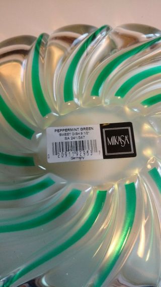 MIKASA Oval Peppermint Green Sweet Dish 9 1/2”,  Glass,  Made In Germany 2