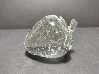 Hand Blown Art Glass Strawberry Paperweight With Controlled Bubbles 3 Inches