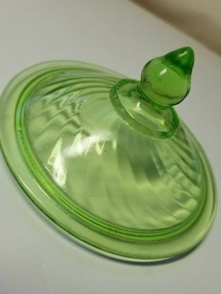 Vintage Green Depression Glass Compote Candy Dish Lid Swirled - Replacement