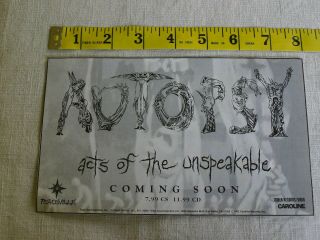 Autopsy Band Clipping Print Ad Death Metal Unspeakable Peaceville Asphyx Abscess