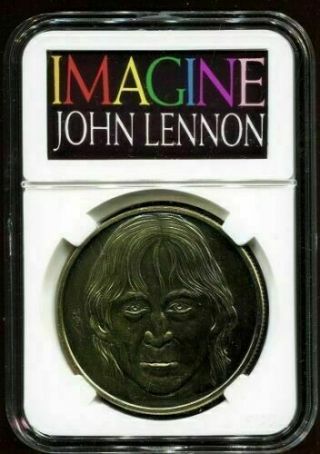 Beatles John Lennon Imagine Peace Symbol Brass Colored Coin Display With Stand