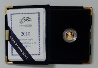 2010 W $5 American Gold Eagle Proof Coin With Us & 1/10 Oz