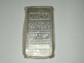 Silver Bar 10 Troy Oz.  999 Fine Silver Johnson Matthey Assayers Refiners