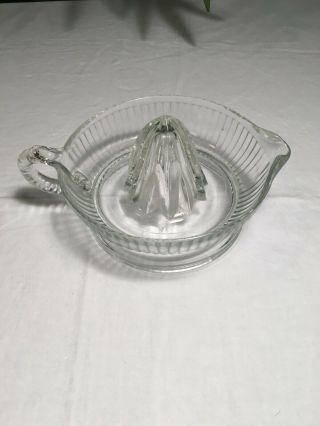 Vintage Large Crystal Clear Glass Mid Century Hand Juicer - Citrus Reamer
