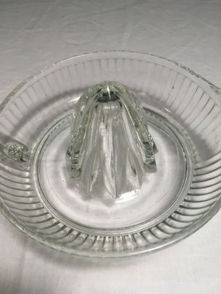 Vintage Large Crystal Clear Glass Mid Century Hand Juicer - Citrus Reamer 2