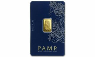 Pamp Suisse Fortuna 2.  5 Gram.  9999 Gold Bar - With Assay Card