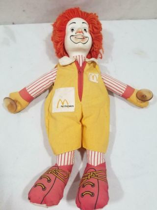 Vintage Ronald Mcdonald 15 " Plush Plastic Face Suction Cup Doll Usa Ship