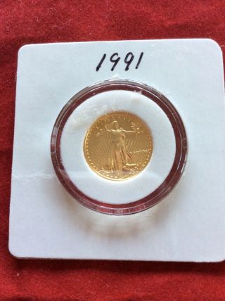 1991 1/10oz $5 American Gold Eagle Last Year For Roman Numerals