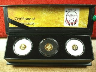 Very Rare Find Solid 9999 American Comanche 3 Gold Coins Hand Struck