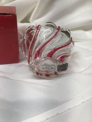 Mikasa Peppermint Red Swirl Crystal Glass Candy Trinket Dish Bowl Germany Made 2
