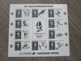 France 1992 Olympic Games Albertville Special Sheet Black Yvert 14b 500 € Cd024