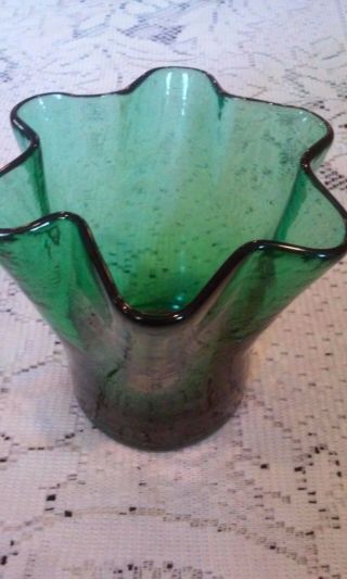 Murano Art Style Hand Blown Green Glass Candle Holder