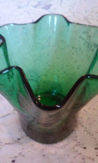 Murano Art Style Hand Blown Green Glass Candle Holder 2