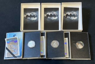 1 Oz.  999 Silver 1992 Batman Returns (3) Coin Set Matching Serial Numbers 3626
