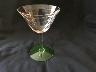 Vintage Green And Pink Depression Glass Champagne Glass
